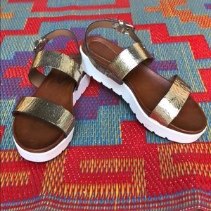 Greek style goddess gold and white platforms